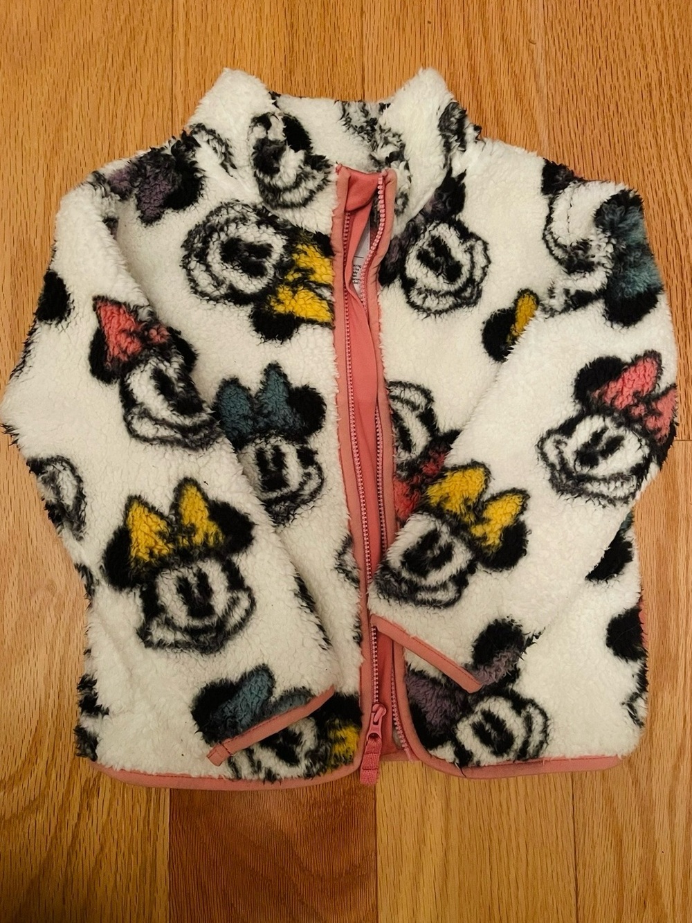 jumping beans White Sherpa Jacket with Pink Trim and Colorful Bows
